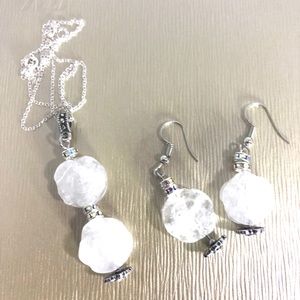 Rock Crystal Quartz Gemstone Necklace & Earrings |